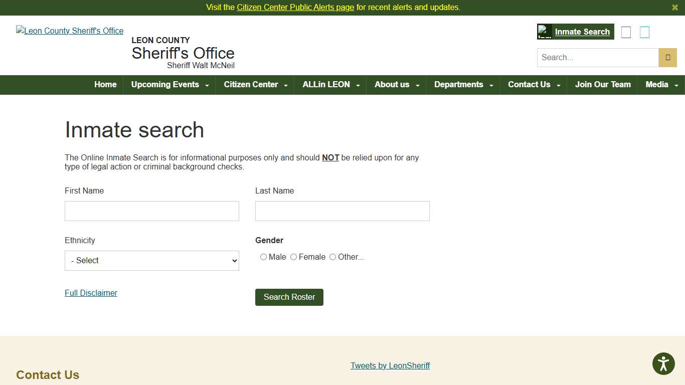 Leon County Sheriff's Office > Departments > Detention Facility > Inmate search